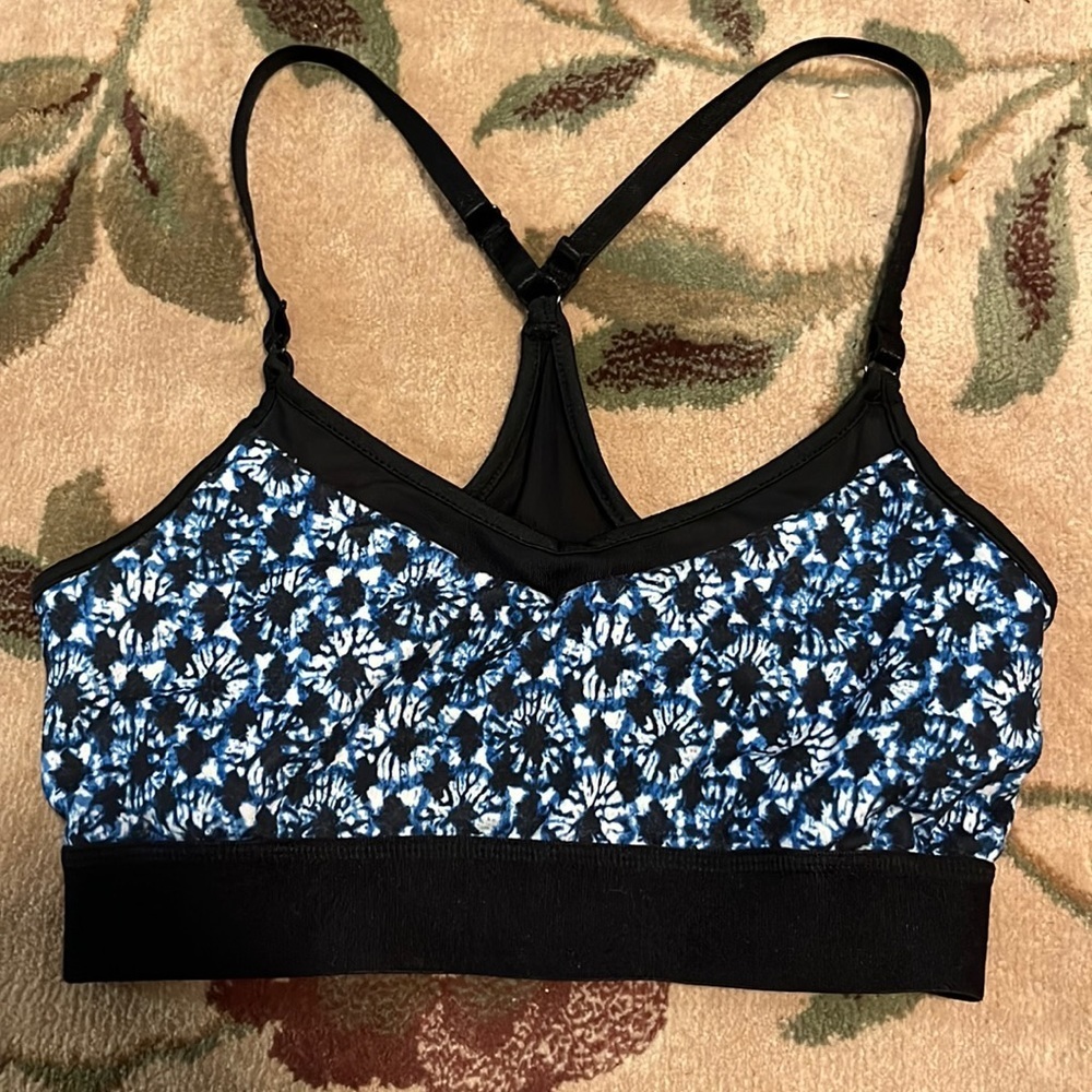 Manduka blue design sports bra XS
